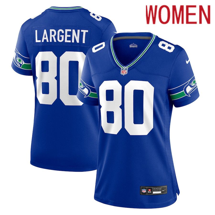 Women Seattle Seahawks 80 Steve Largent Nike Royal Throwback Retired Player Game NFL Jersey